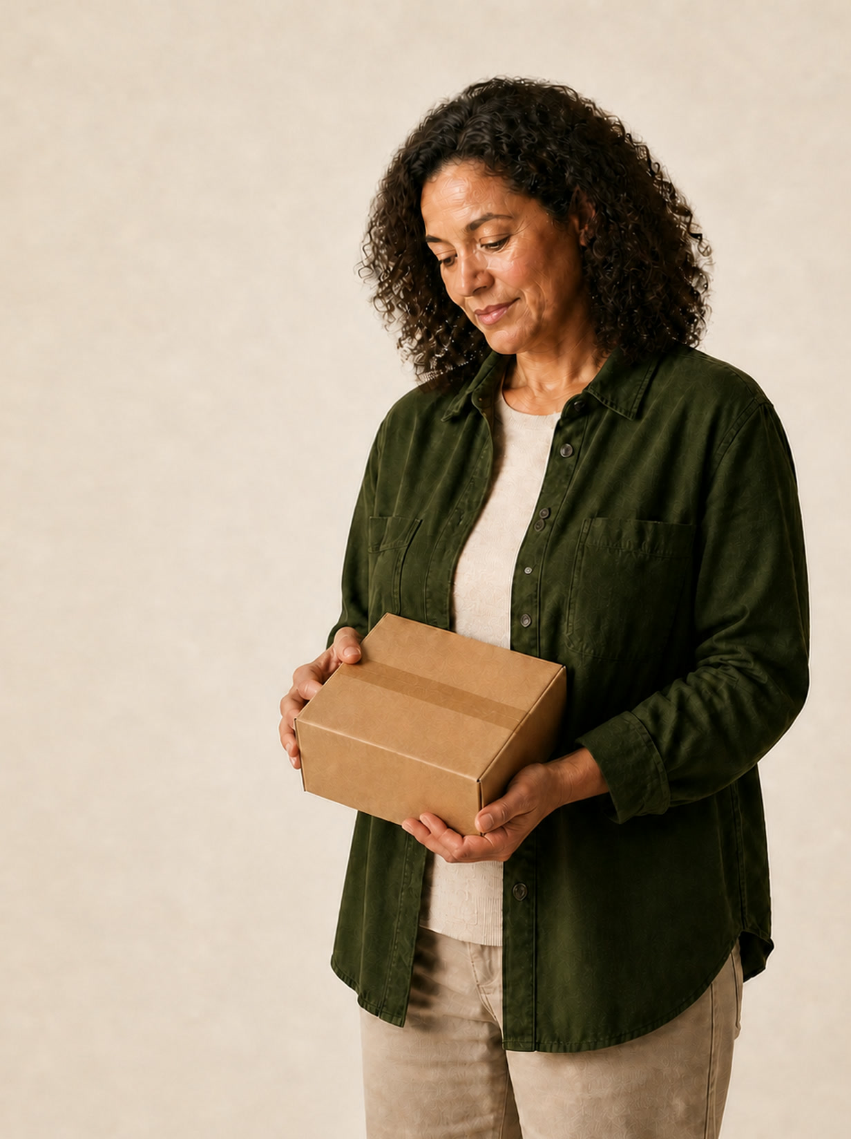 A patient holding an unmarked Ankario shipping box