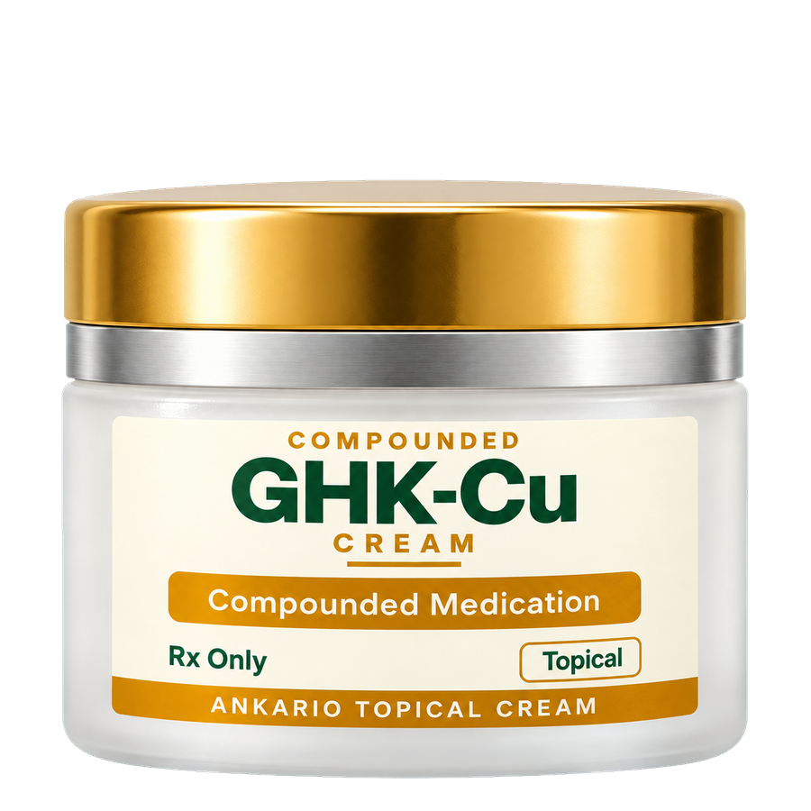 An Ankario compounded GHK-Cu topical cream jar.